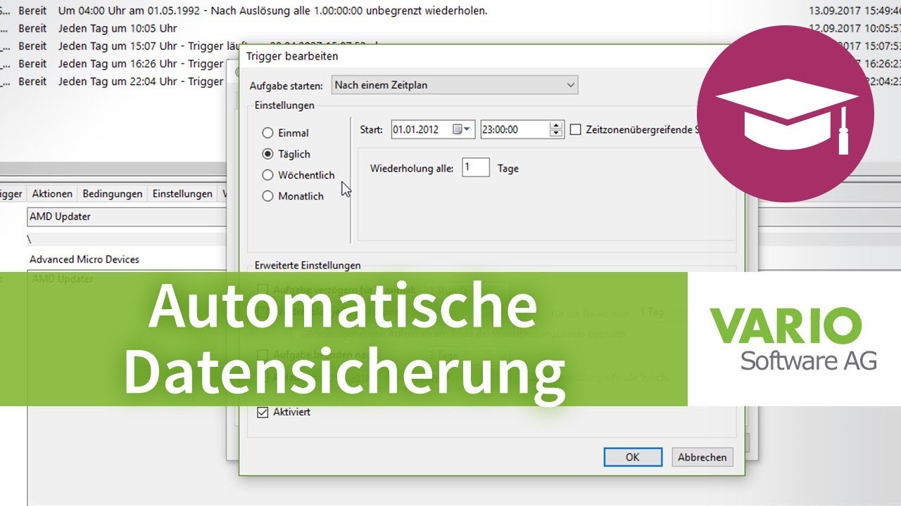 Automatische Datensicherung der VARIO 8 einrichten | Tutorial