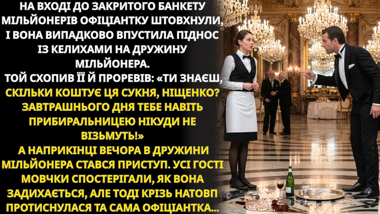 На банкеті мільйонерів офіціантка випадково впустила піднос на дружину