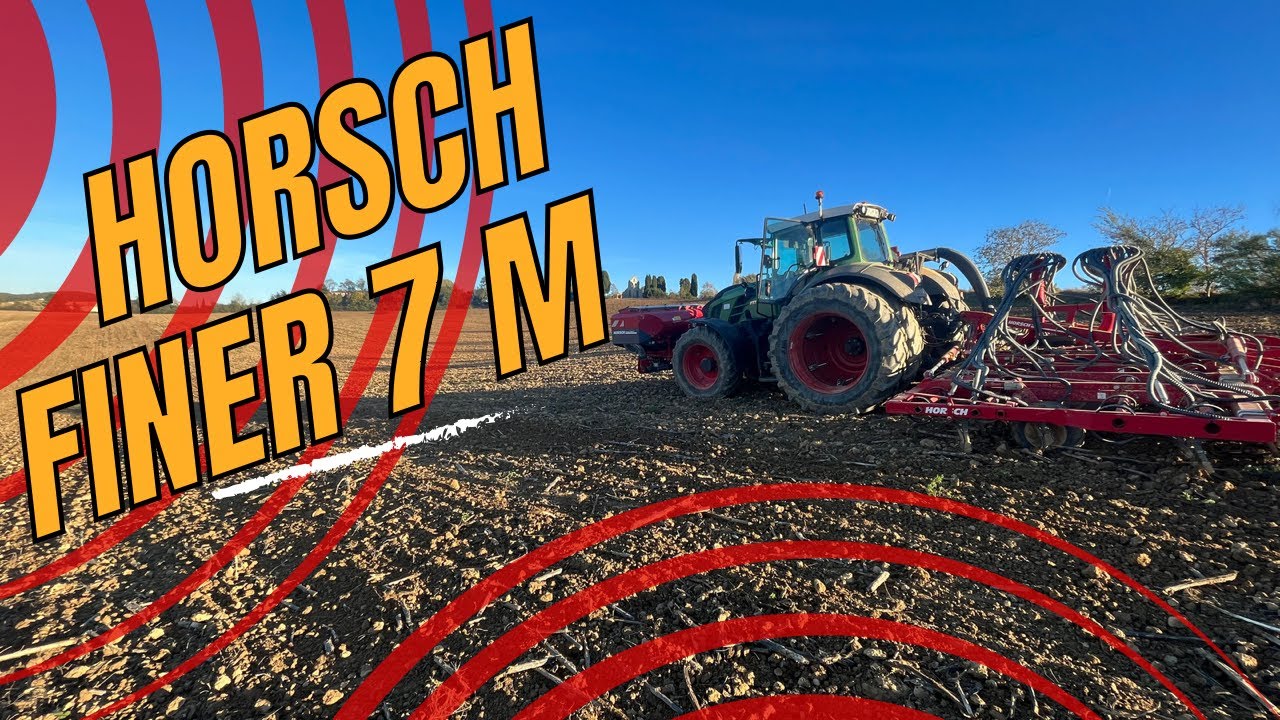 Semis de blé 🌾 avec le #horsch finer 7 M ⚫️🔴 trémie partner 2000 L et #fendt  828 jumellé 🟢♥️