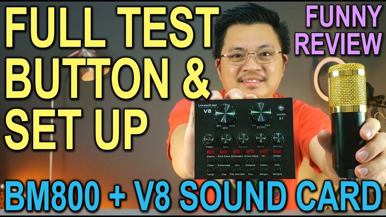 BM-800 CONDENSER MICROPHONE and V8 SOUND CARD - SET UP, SOUND TEST & REVIEW
