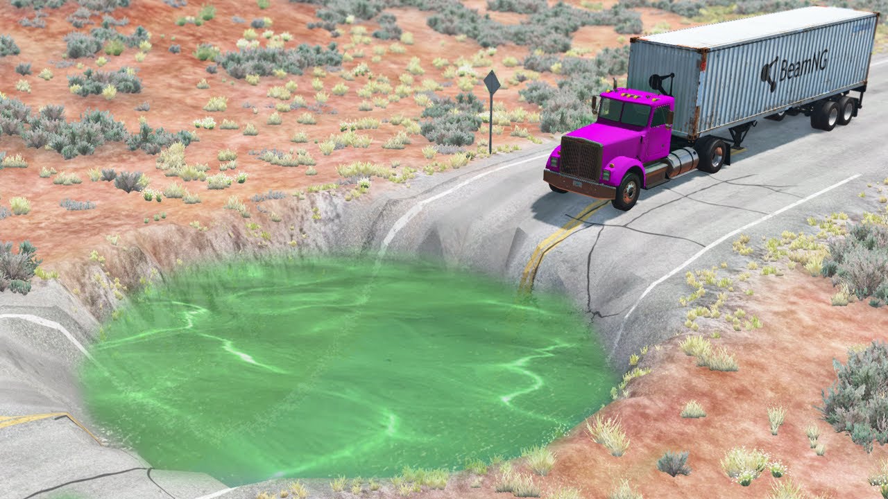 Cars vs Huge Water Potholes - BeamNG.Drive | BeamNG Imperia