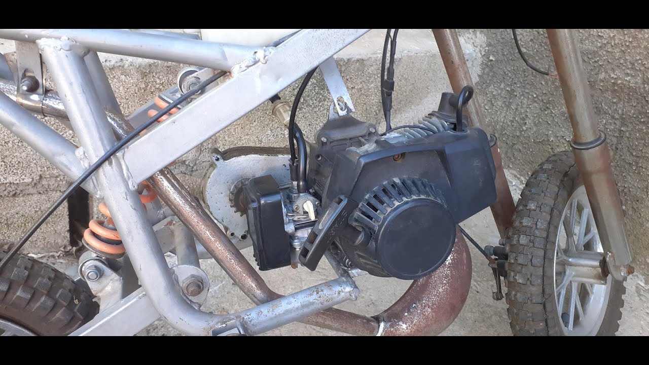 montaje de escape y revision de carburador minimoto basura
