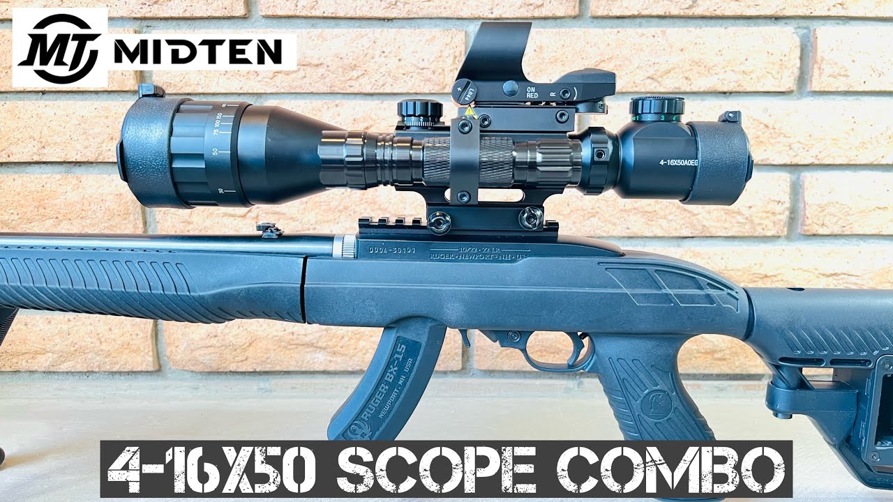 Комплект оптического прицела MidTen 4-16x50 (коллиматорный прицел • лазер • фонарик)