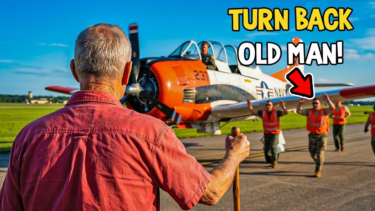 Mechanics Cleared the Vintage Plane for Flight — The Old Veteran Blocked the Runway With His Cane