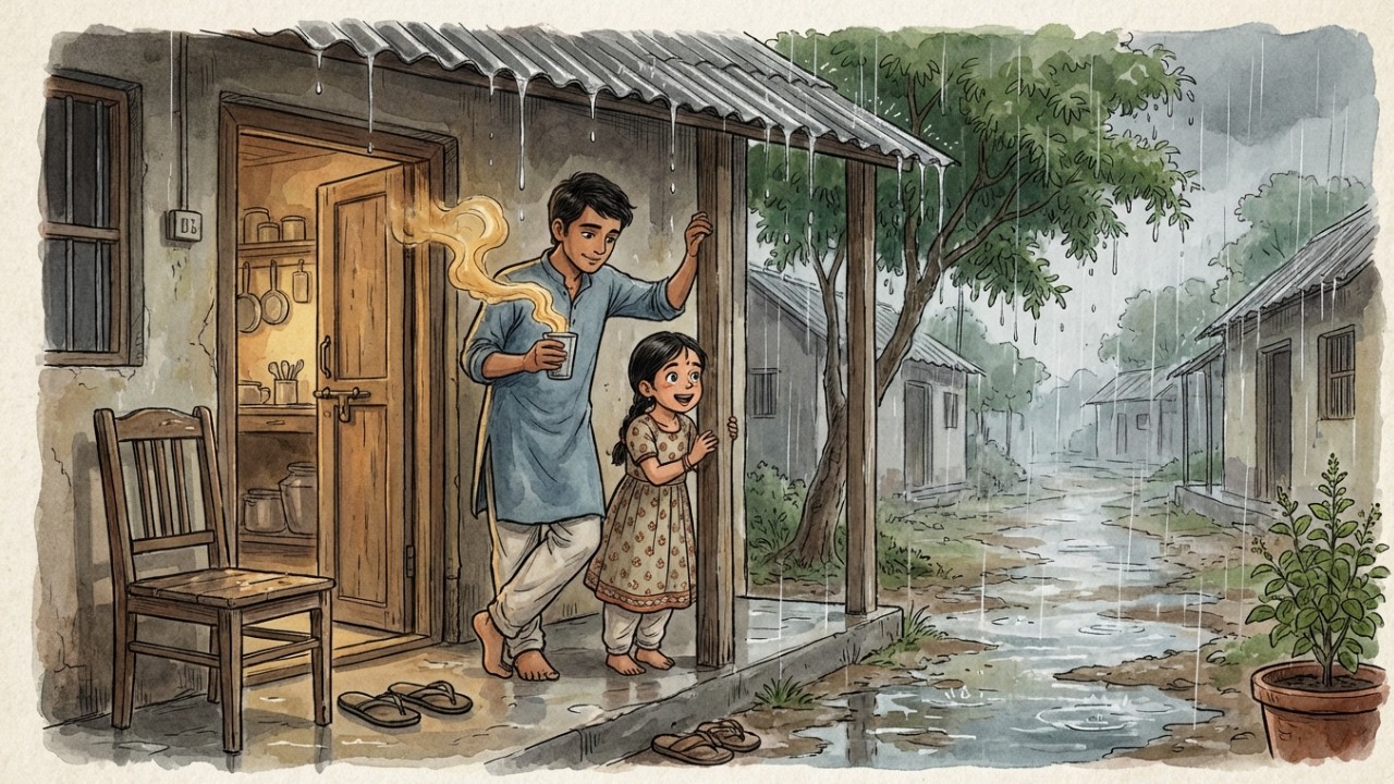 Monsoon Morning in Indian Village | Chai & Breakfast ASMR | Ghibli-Style Animation