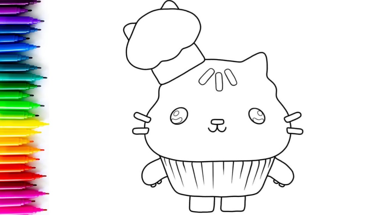Cakey Cat Chef Drawing, Painting & Coloring For Kids and Toddlers_ Child Art , GABBY'S DOLLHOUSE