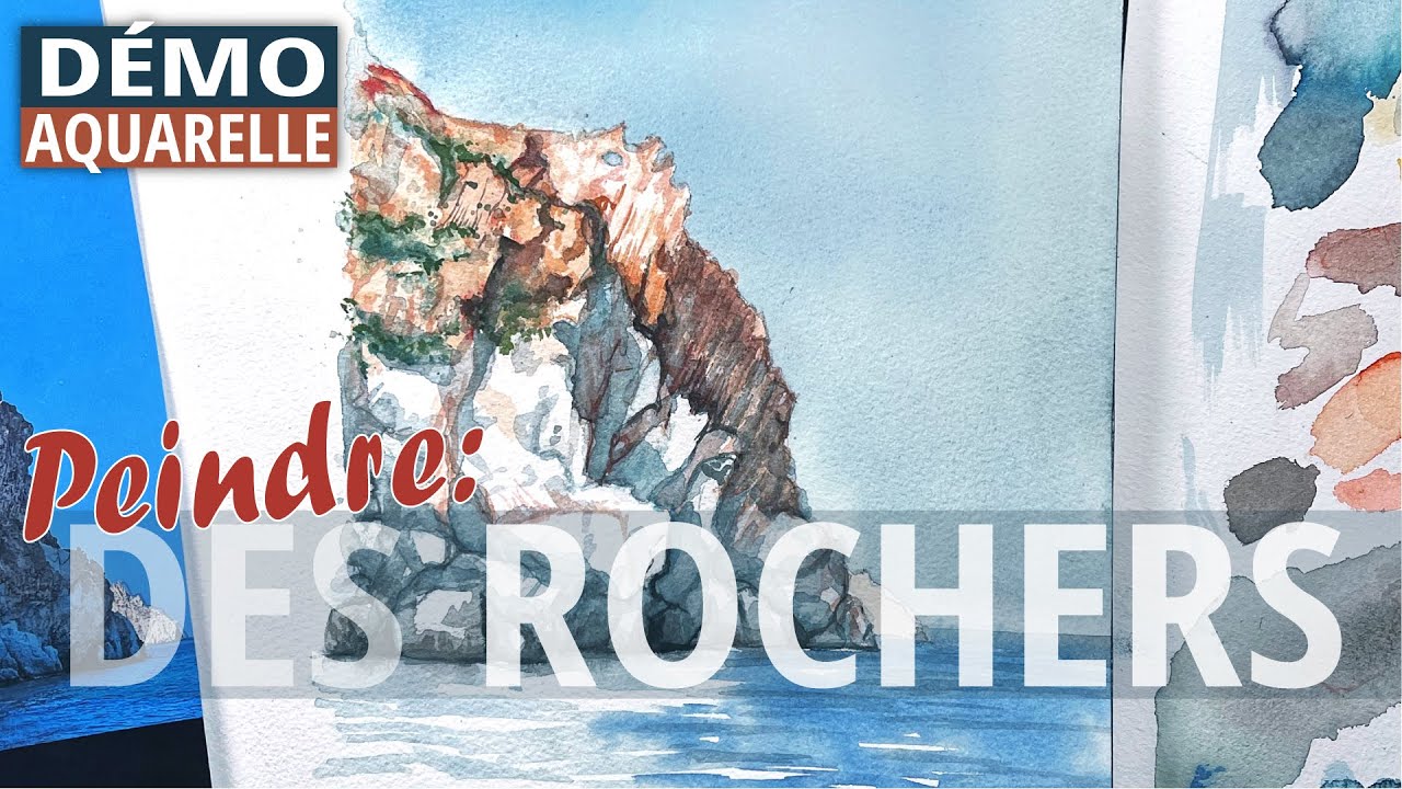 Comment peindre des Rochers - Aquarelle - en démo