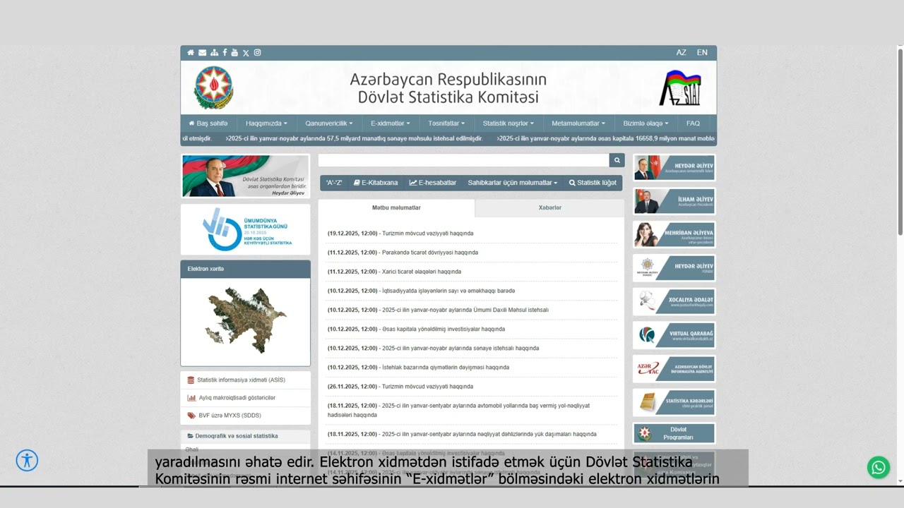 Statistik məlumatların buraxılış təqvimi və mətbu məlumatların yayım təqviminin təqdim edilməsi