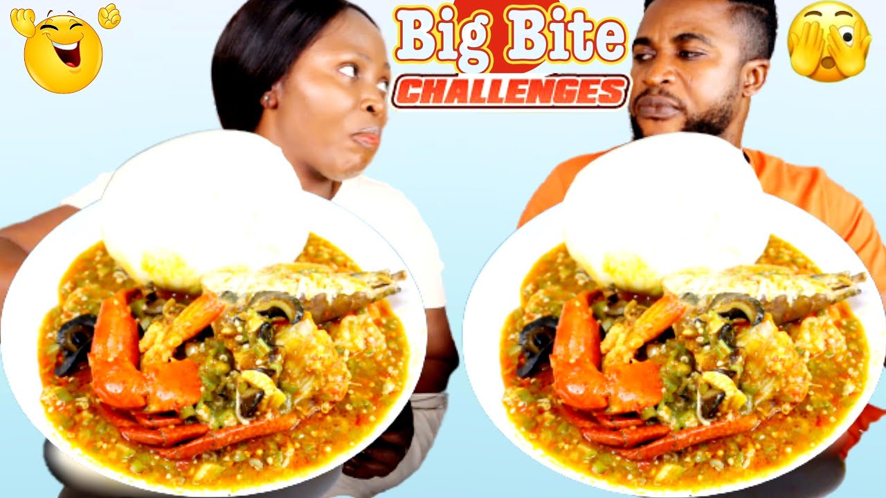 I DID THE UNEXPECTED 🥱 | BIG BITE CHALLENGE | SEAFOOD OKRA SOUP AND FUFU | AFRICAN FOOD MUKBANG