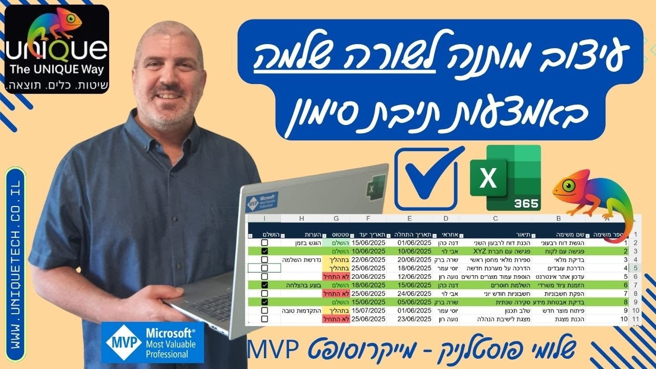 עיצוב מותנה לשורה שלמה עם תיבות סימון