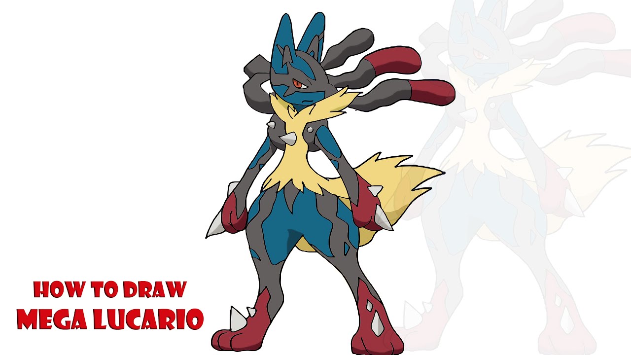 How to Draw Mega Lucario - Pokemon | step by step easy drawing
