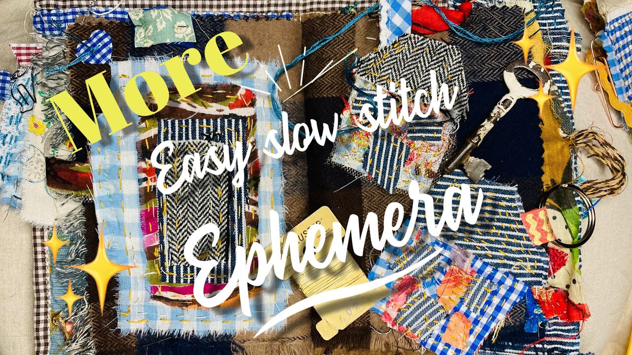 Easy slow stitch Ephemera use up those scraps keyrings keychain / journal charm PROCESS VIDEO