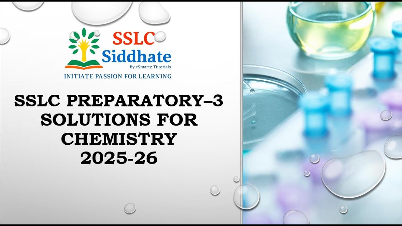 SSLC Science Preparatory Exam 3 Key Answers Chemistry by SSLC Siddhate 2026 Feb