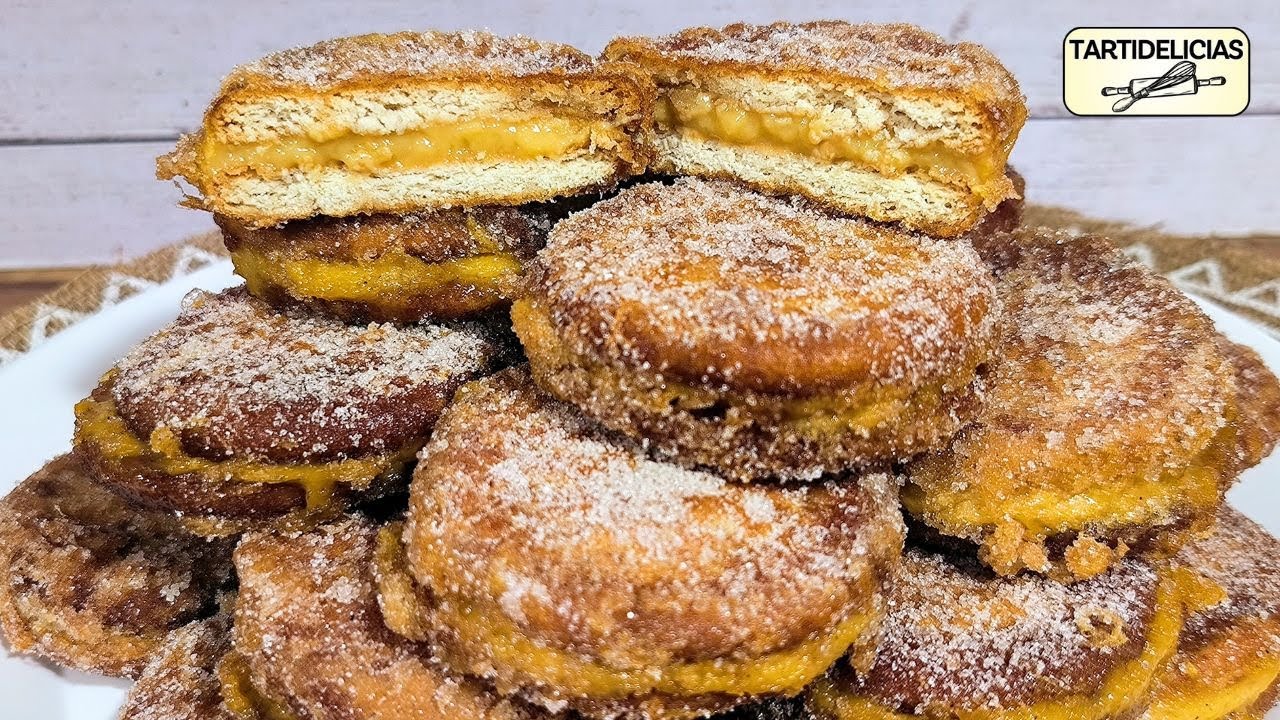 🏡👵El Dulce de PUEBLO Más FÁCIL: GALLETAS FRITAS Rellenas de Flan 🍮 Las de TODA la VIDA❗