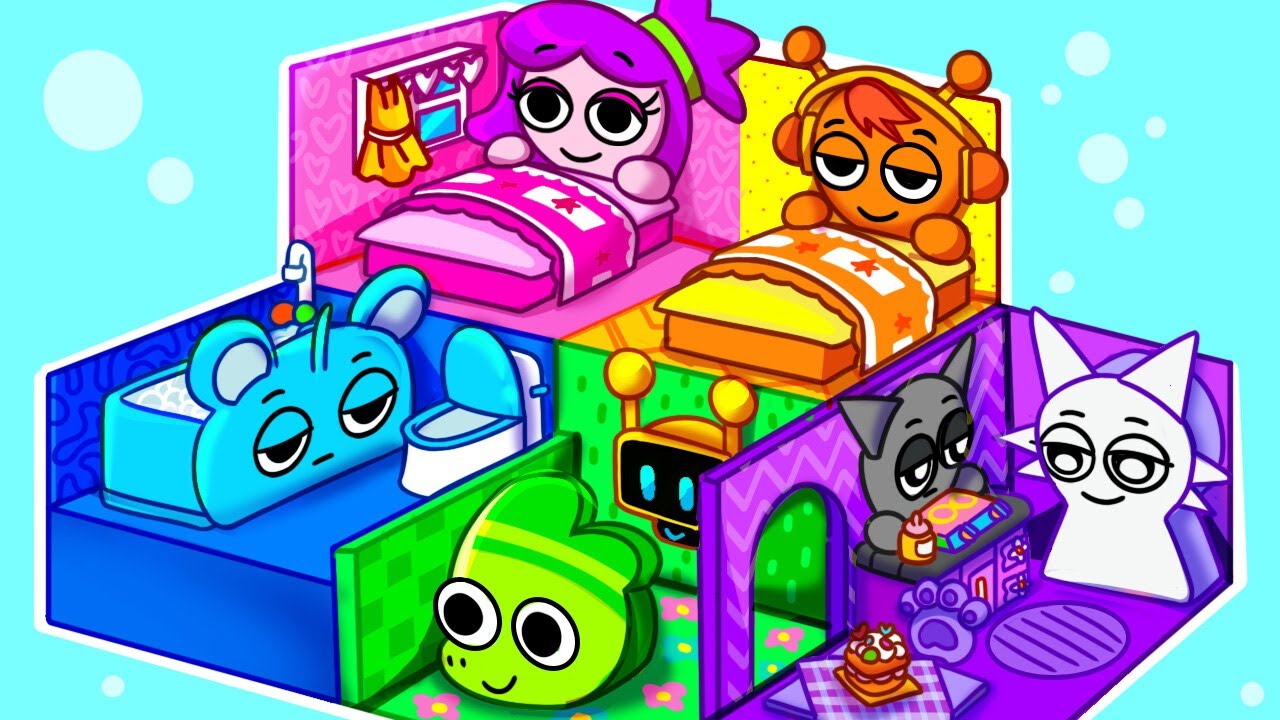 Viv y Denny: el desafío de los cuatro colores | 5 habitaciones de un solo color | Dibujos para niños