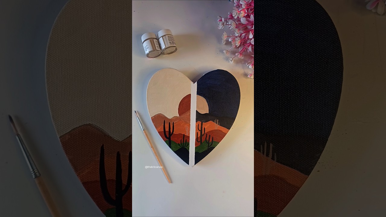 Day & Night Boho Desert Painting 🌙☀️ | Aesthetic Acrylic Art on Canvas