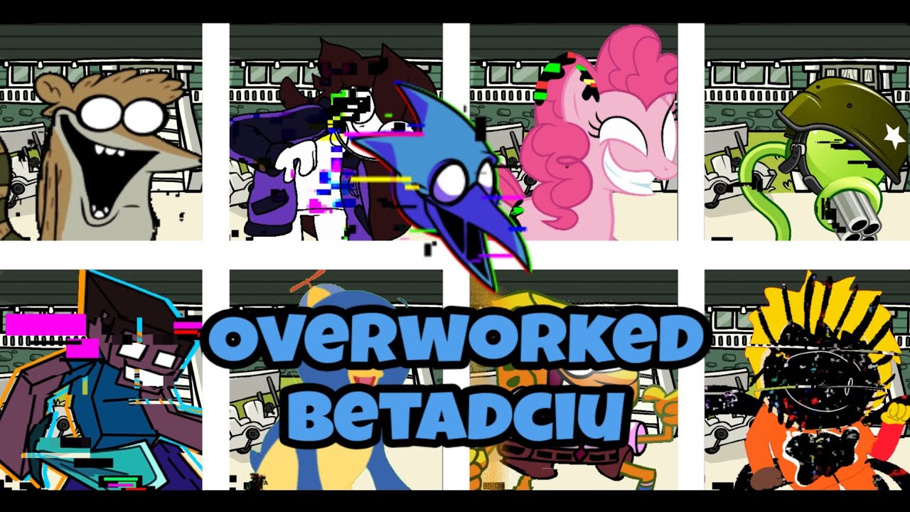 FNF Overworked but every turn a different cover is used 🎶🎵 [FNF GLITCHED MORDECAI] [UTAU]