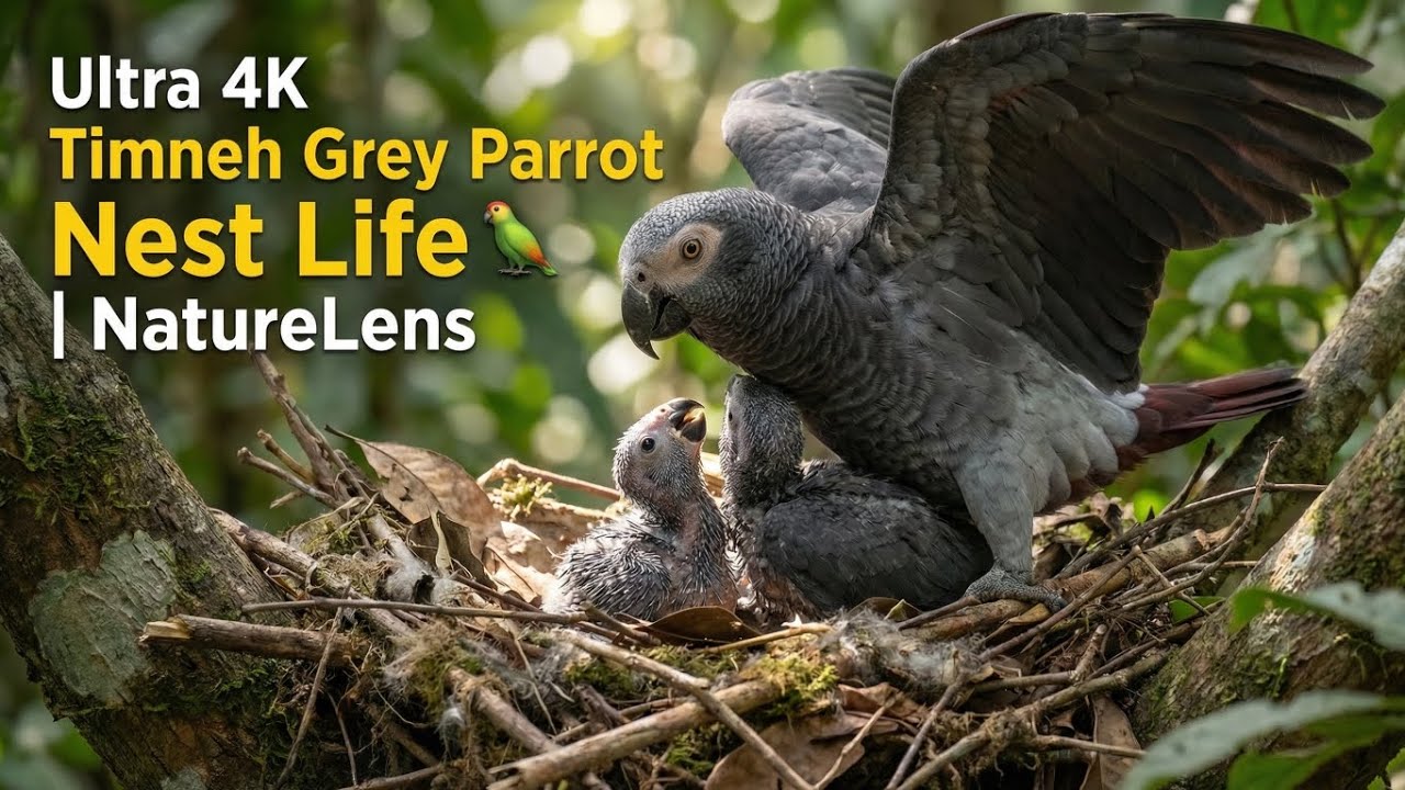 Inside the Timneh Grey Parrot Nest: Ultra 4K Real Nest Life with Chicks 🦜 | NatureLens