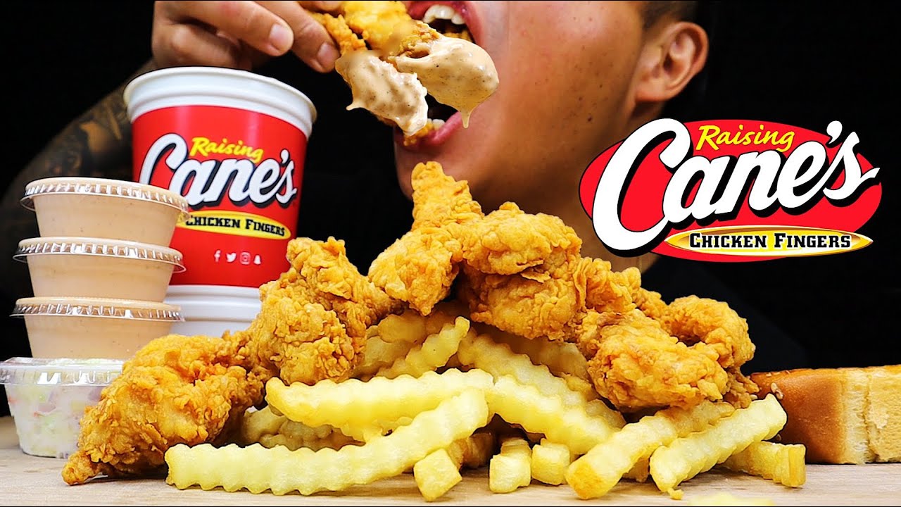 RAISING CANES CHICKEN FINGERS EXTRA SAUCE EXTRA CRUNCHY ASMR