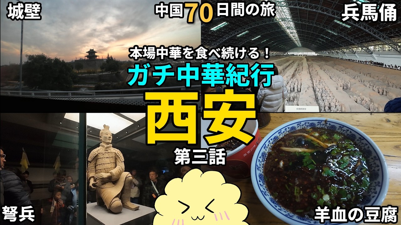 【ガチ中華】兵馬俑と華清宮と陝西料理 現地ツアーに参加！トラブルあり？ 西安編 第三話 【中国70日間の旅】正宗中国菜游记 金线油塔 肉夹馍 粉汤羊血 周八珍 炒凉粉