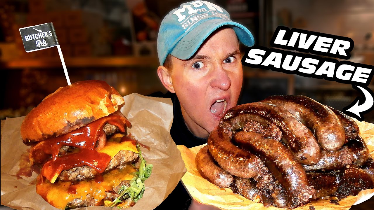 LIVER SAUSAGE & TRIPLE BURGER CHALLENGE (3.6kg of Food) | TWO Food Challenges SMASHED AT ONCE!!