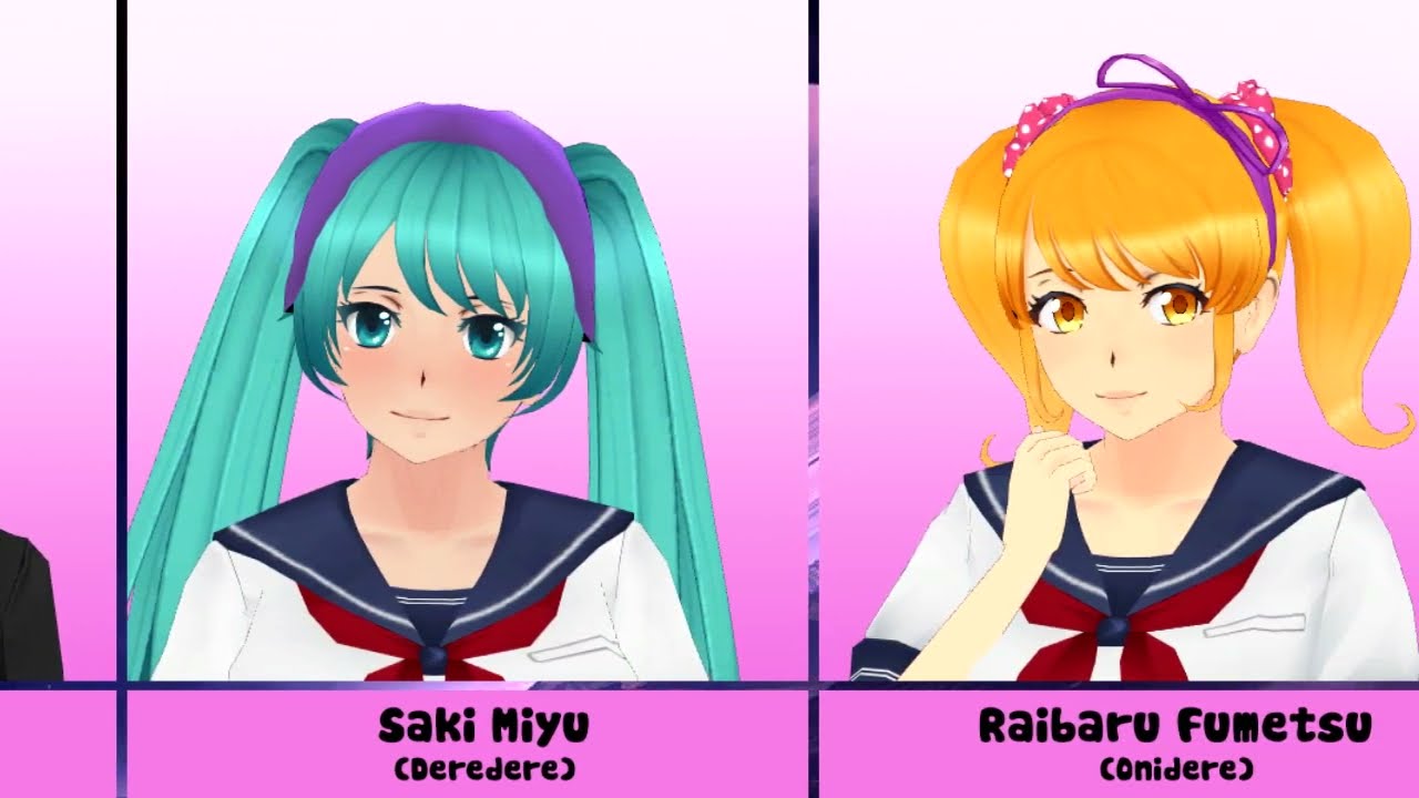 yandere simulator characters type of dere