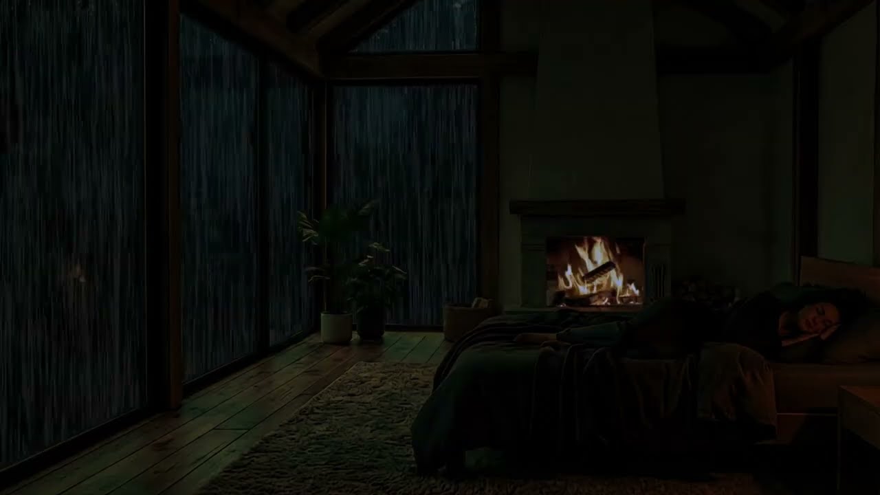 Rain on Window & Fireplace Sounds 🌧️🔥 Cozy Night Ambience for Sleep, Study & Relaxation