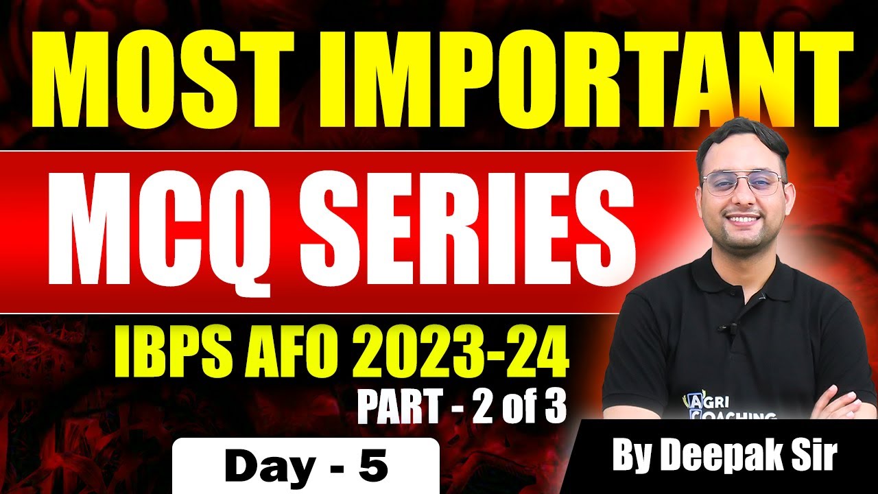 IBPS AFO 2024 | PYQ Discussion | Most Important MCQ Series | Day 5 | Deepak Sir