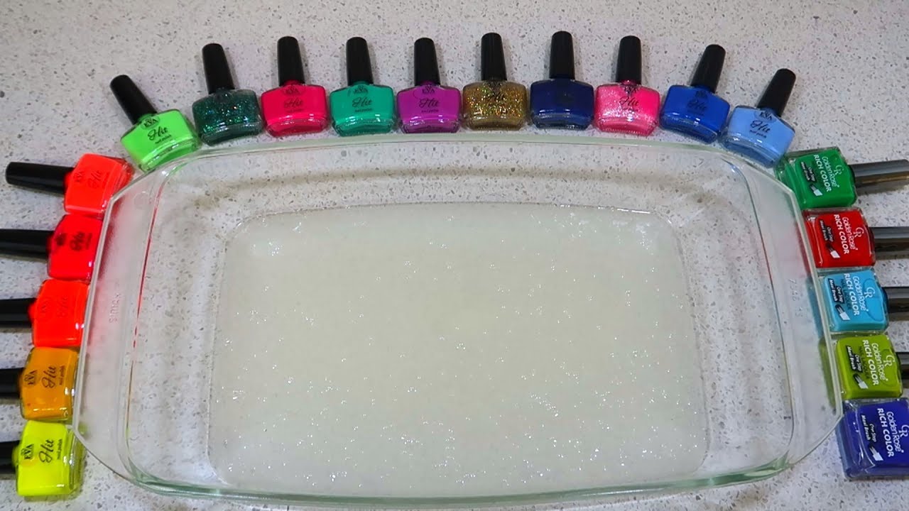 Mixing Nail Polish into Slime- Satisfying Slime Video