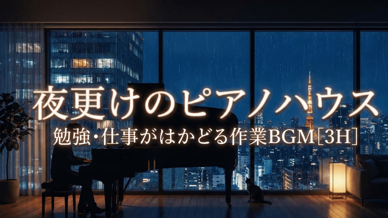 夜更けのピアノハウス  勉強・仕事がはかどる作業BGM