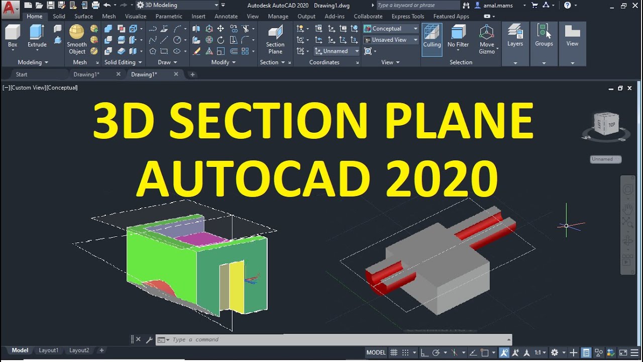 شرح امر   SECTION PLANE 3D MODELING IN AUTOCAD 2020