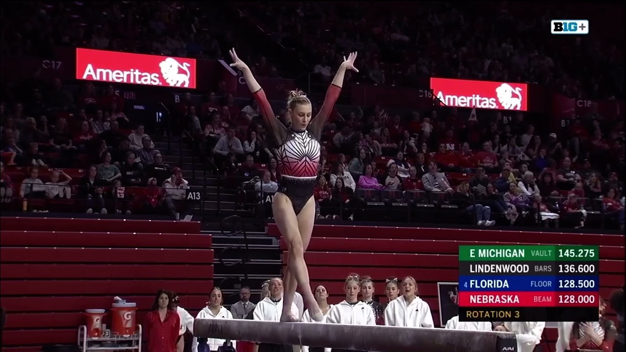 Emma Spence Balance Beam Routine Nebraska Husker Women&rsquo;s Gymnastics 3/9/24