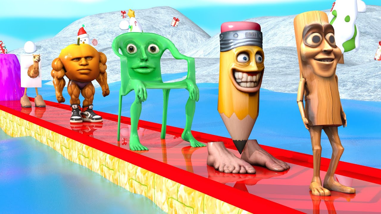 Long Slide Game with Cow Elephant Gorilla Hippopotamus Tiger 3d Animal Game Funny 3d Animals