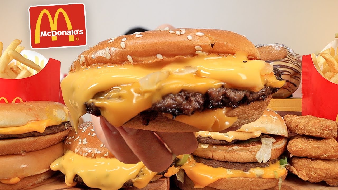 MUKBANG EATING MCDONALD'S EXTRA CHEESE QUARTER POUNDER EXTRA SAUCE BIG MAC CHICKEN NUGGETS ASMR