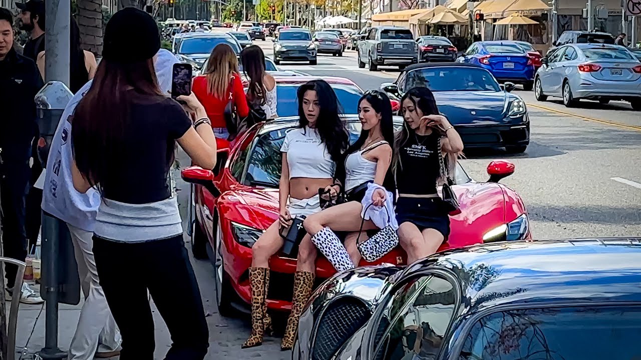 100 Influencer Girls Took Over Beverly Hills in Rental Ferraris… Chaos Ensued