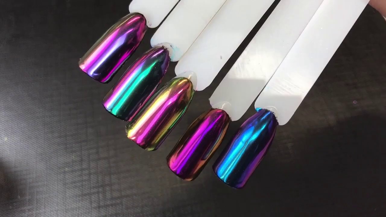 Nails Mirror Chrome Metallic Effect Rainbow Pigments  HD
