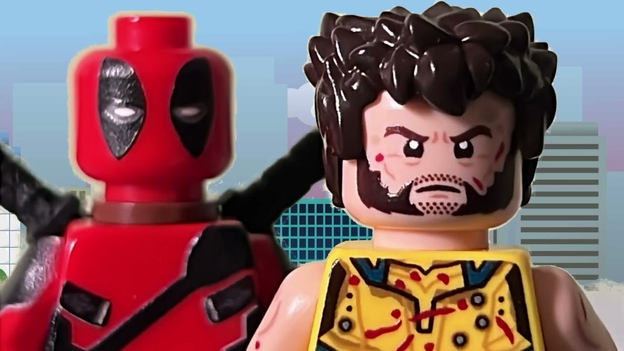 LEGO Дэдпул и Росомаха видят, как у ежика Шэдоу появляются крылья. Сцена, снятая в технике покадр...