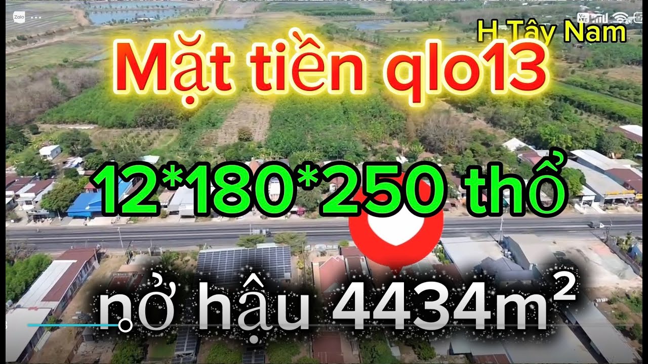 Cần tiền gấp bán Mt qlo13 có thể mở kho xưởng.kinh Doanh buôn bán . tặng nhà mái thái.dt 4434m²