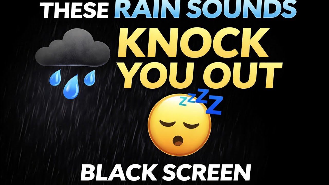 3 Hours of Calm Rain on Black Screen 🌙 Soothing Night Sounds
