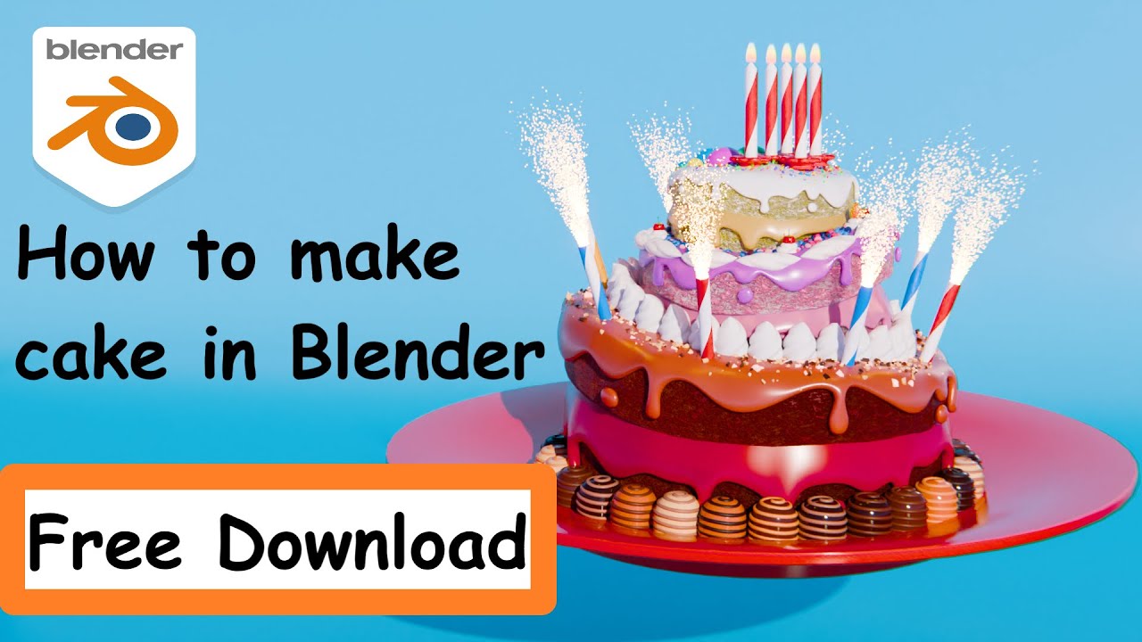 How to make a cute cake - Blender 3d tutorial for beginner (FREE DOWNLOAD)