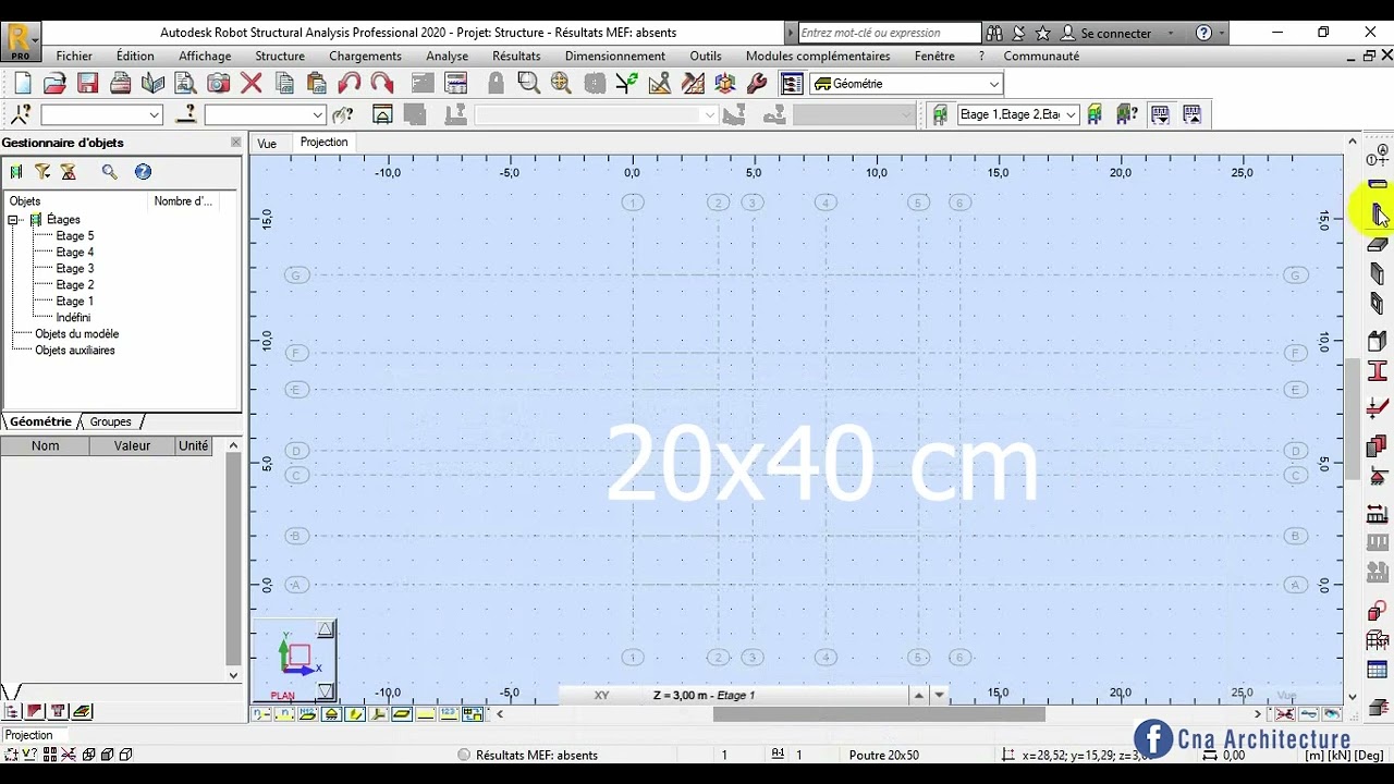 Partie 1 Modelisation Axes, Poteau Formation Robot strutural 2020 Ir Chris Nzita Alpha