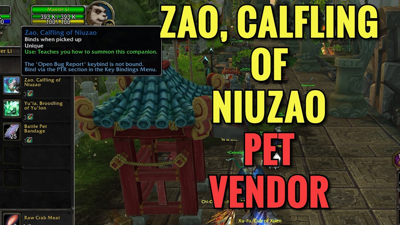 Zao, Calfling Of Niuzao Pet Vendor Location (WoW MOP)