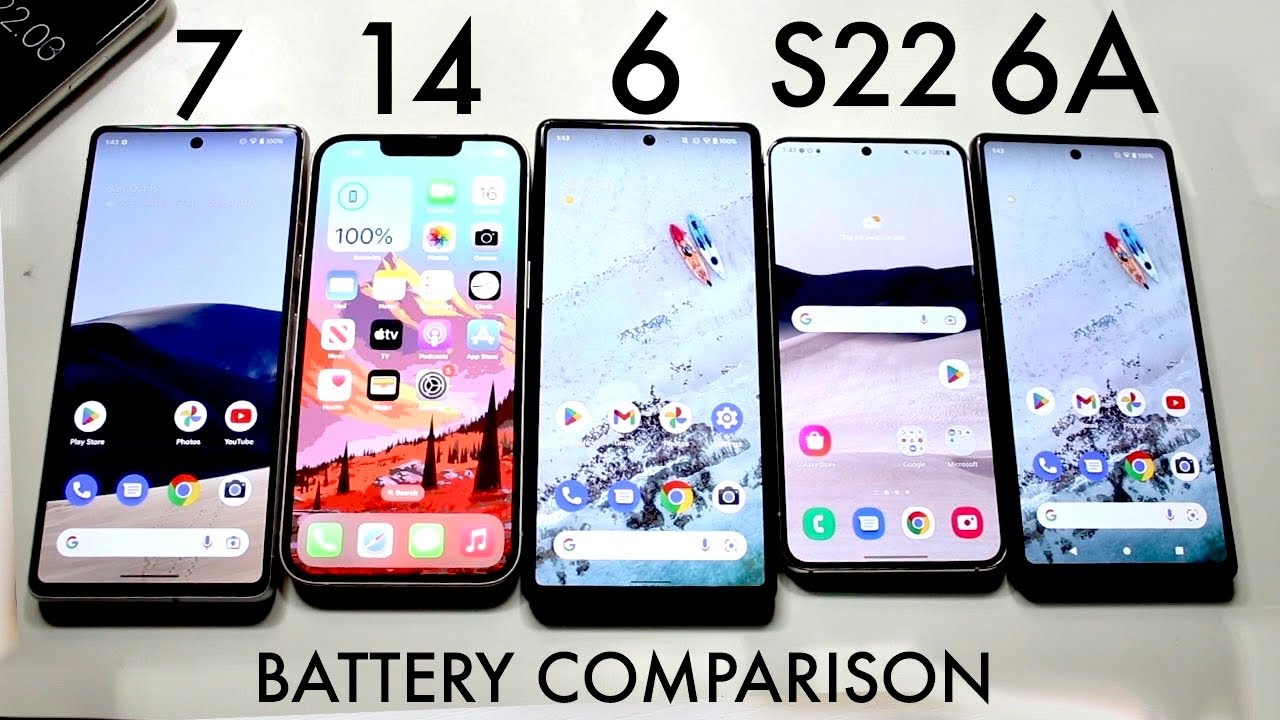 Google Pixel 7 Vs iPhone 14 Vs Samsung Galaxy S22 Vs Pixel 6 Vs Pixel 6A Battery Comparison!