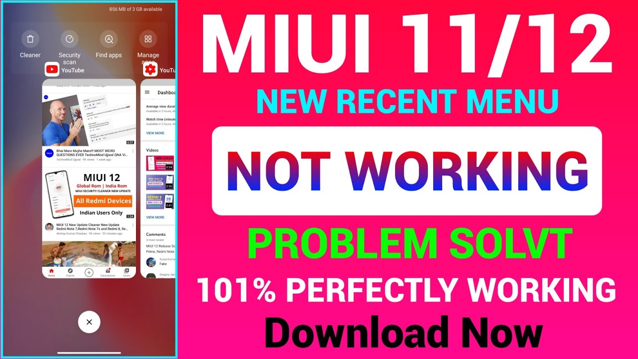[ MIUI 11,12 ] New Recent Menu Not Working Problem Solution | System Launcher New Update |