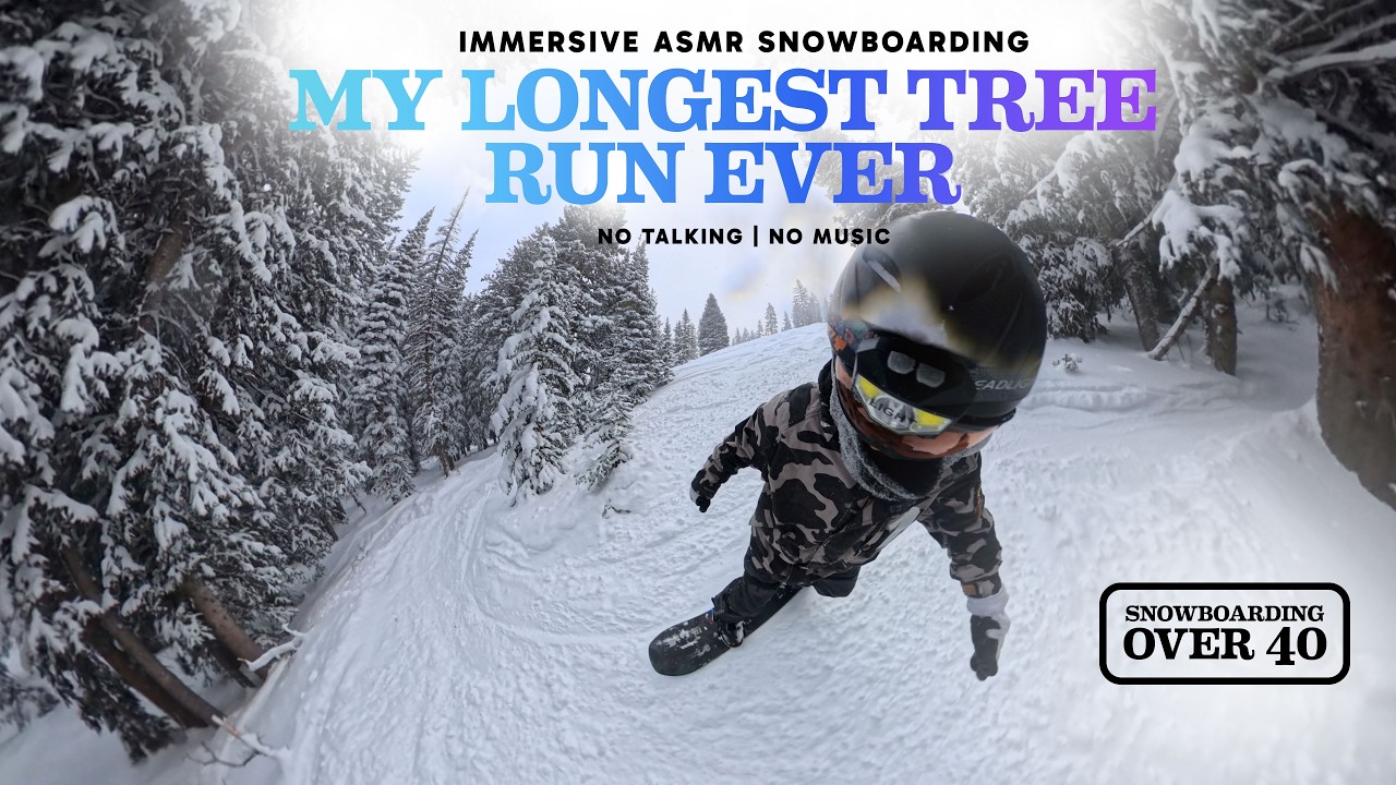 Immersive ASMR Snowboarding - My Longest Tree Run Ever - Snake Creek Trees Top to Bottom