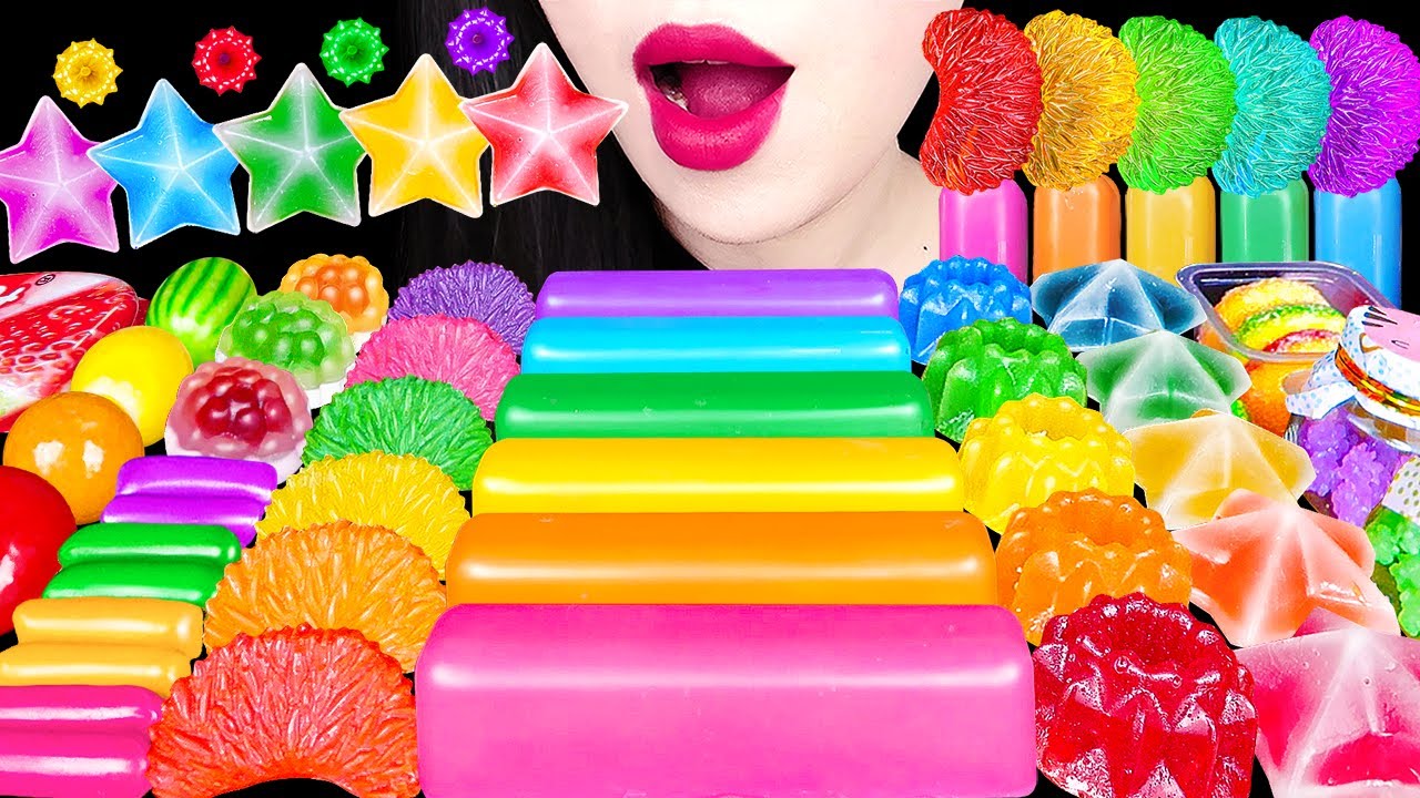 ASMR RAINBOW DESSERTS 직접 만든 무지개 딕만스 건반 초콜릿 얼린닉클립, 귤코하쿠토 FROZEN NIK-L-NIP, CHOCOLATE EATING MUKBANG먹방