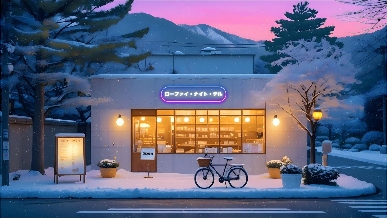 Peaceful Winter Coffee Corner on Snowy Street ❄️ Gentle Lofi Music for Relaxation, Calm Focus & Rest