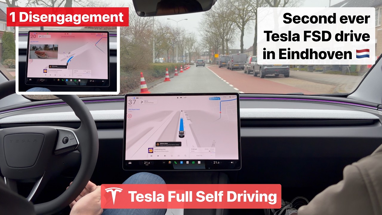 Autonome Tesla rit met FSD v14 door Eindhoven! 🇳🇱