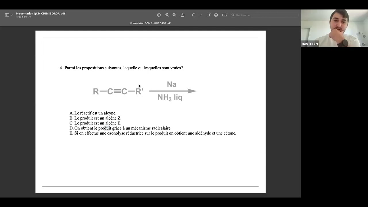 QCM UE1 CHIMIE ORGANIQUE ALCÈNES ALCOOLS BY DOV 8.8.23