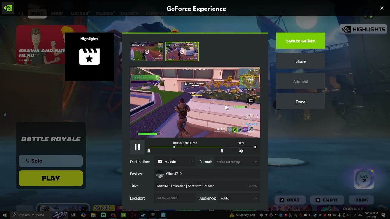 My Fortnite Highlights In Nvidia GeForce Experience